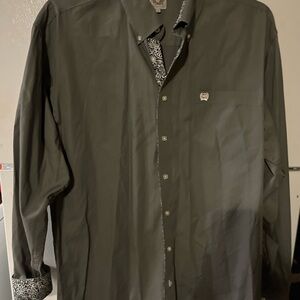 Cinch Men's gray‎ flip cuff Casual Button Down Shirt